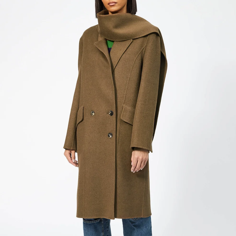 JW Anderson Women's Double Face Wool Scarf Coat - Brown Image 1