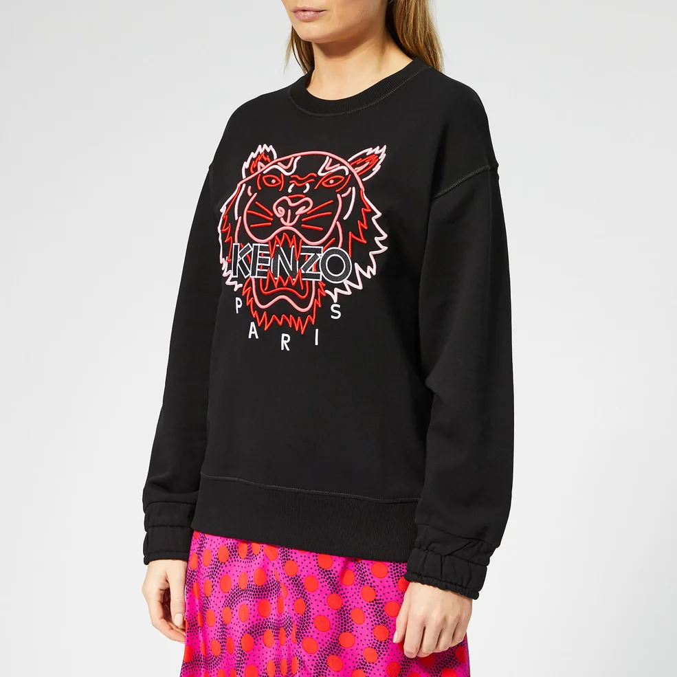 KENZO Women's Neon Tiger Comfort Sweatshirt - Black Image 1
