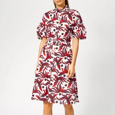 KENZO Women's Shirting Belted Dress - Medium Red