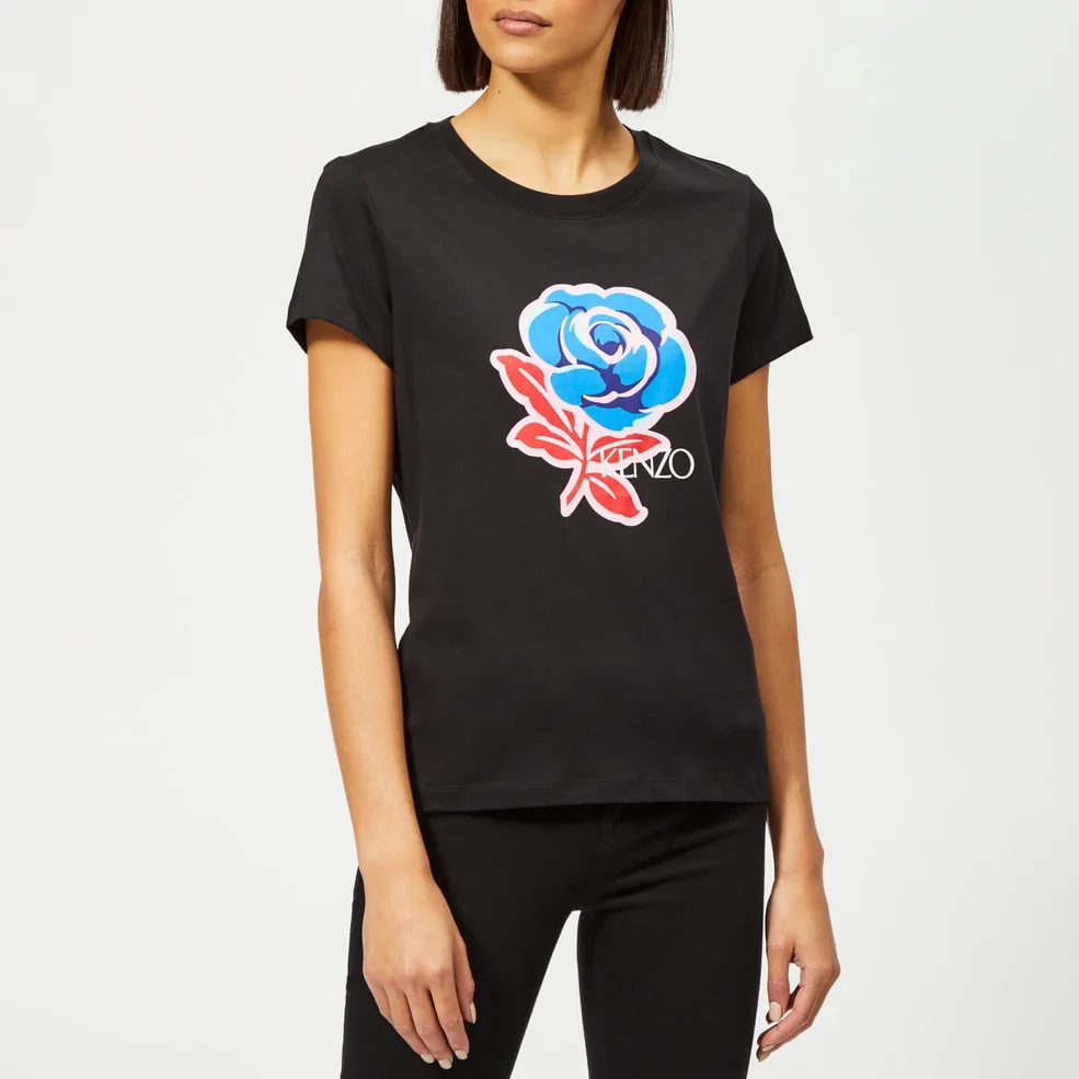 KENZO Women's Rose Fitted T-Shirt - Black Image 1