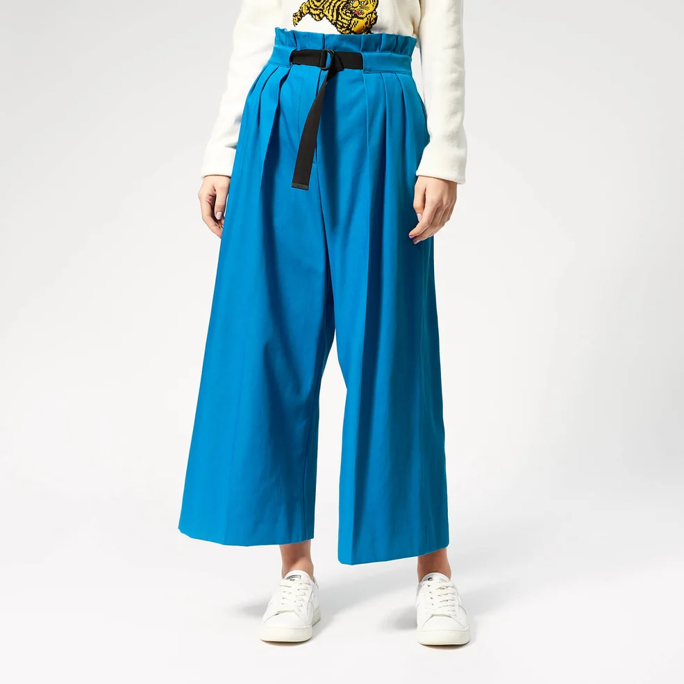 KENZO Women's Cropped Belted Pants - Cobalt Image 1