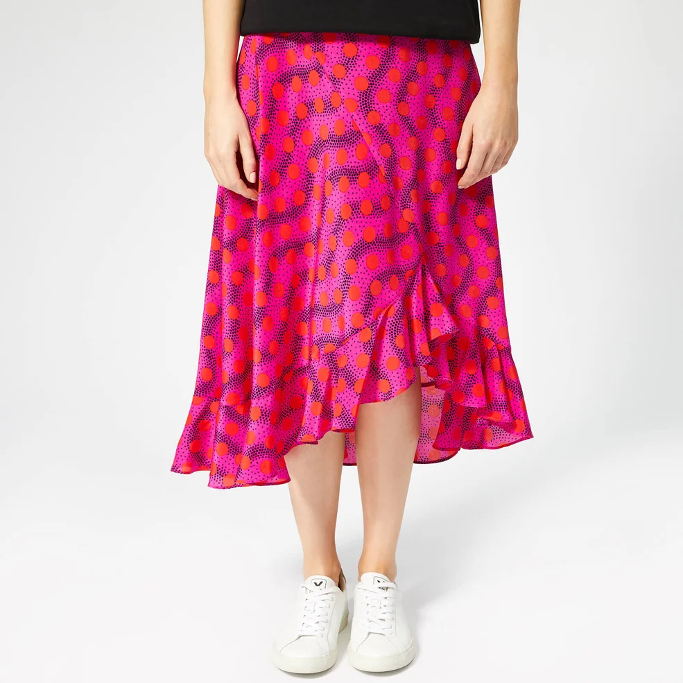 KENZO Women's Asymmetric Ruffled Midi Skirt - Deep Pink Image 1