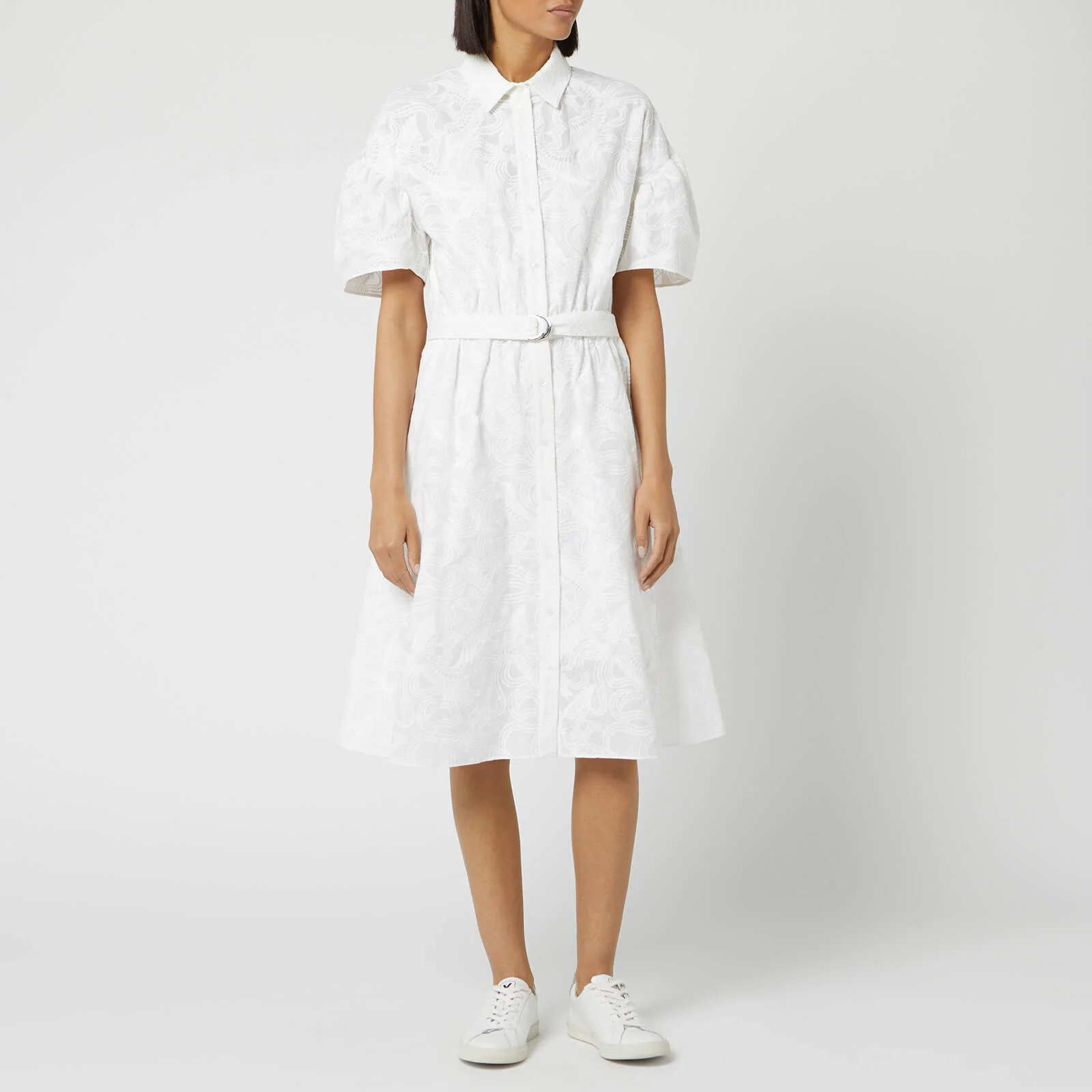 KENZO Women's Shirting Belted Dress - White Image 1