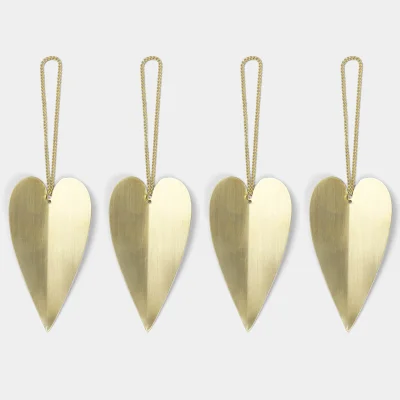 Ferm Living Heart Brass Ornaments (Set of 4)