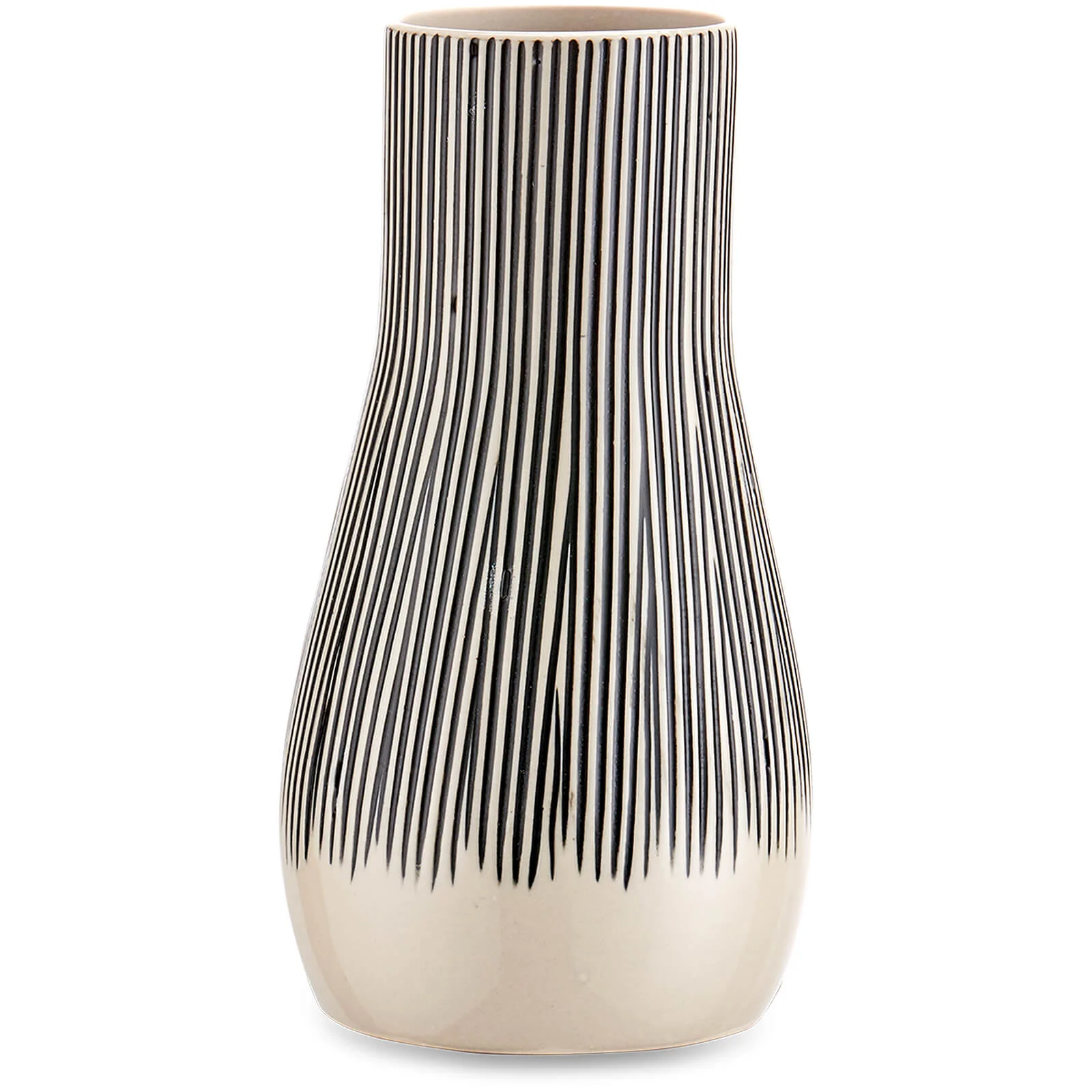 Nkuku Matamba Ceramic Vase - Black Lines - 19cm Image 1