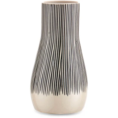 Nkuku Matamba Ceramic Vase - Black Lines - 19cm