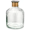 Nkuku Chara Hammered Bottle - Clear Glass & Antique Brass - 15cm - Image 1