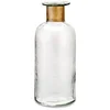 Nkuku Chara Hammered Bottle - Clear Glass & Antique Brass - 31.5cm - Image 1