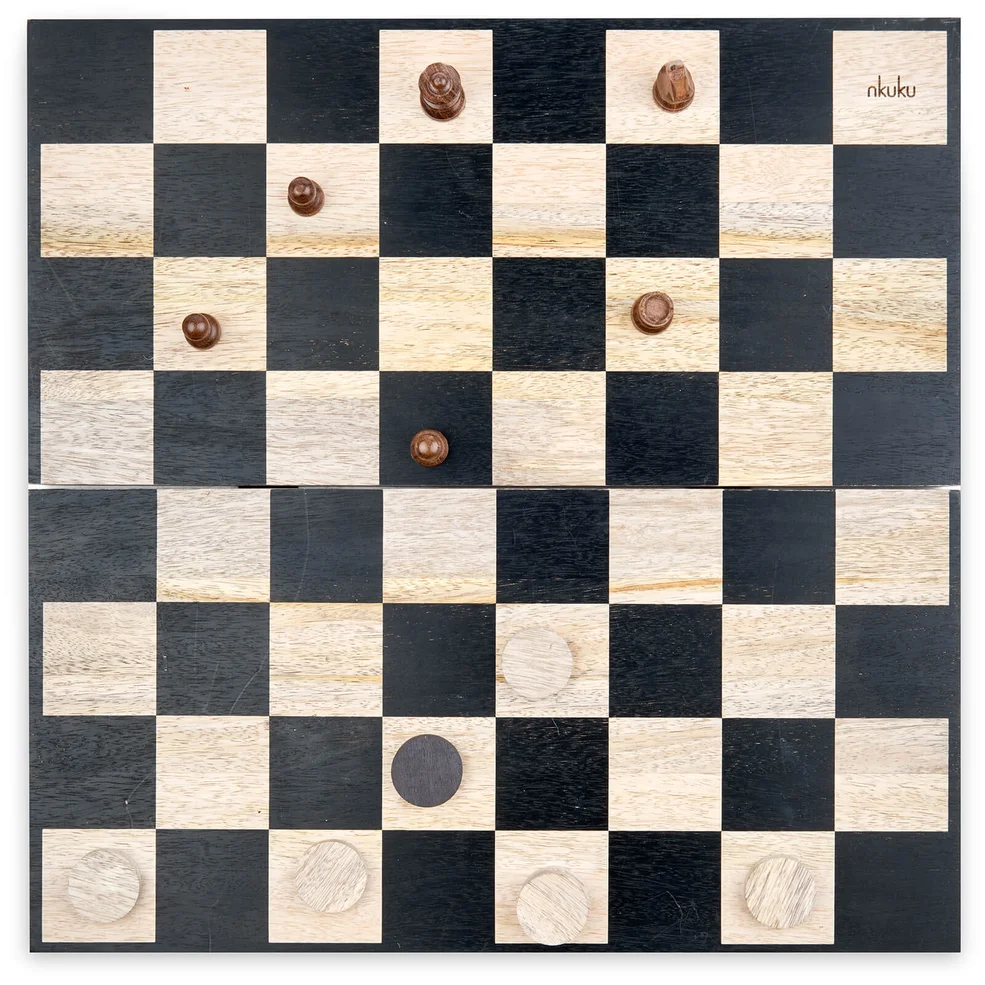 Nkuku Mango Wood Chess & Draughts - Mango Wood Image 1