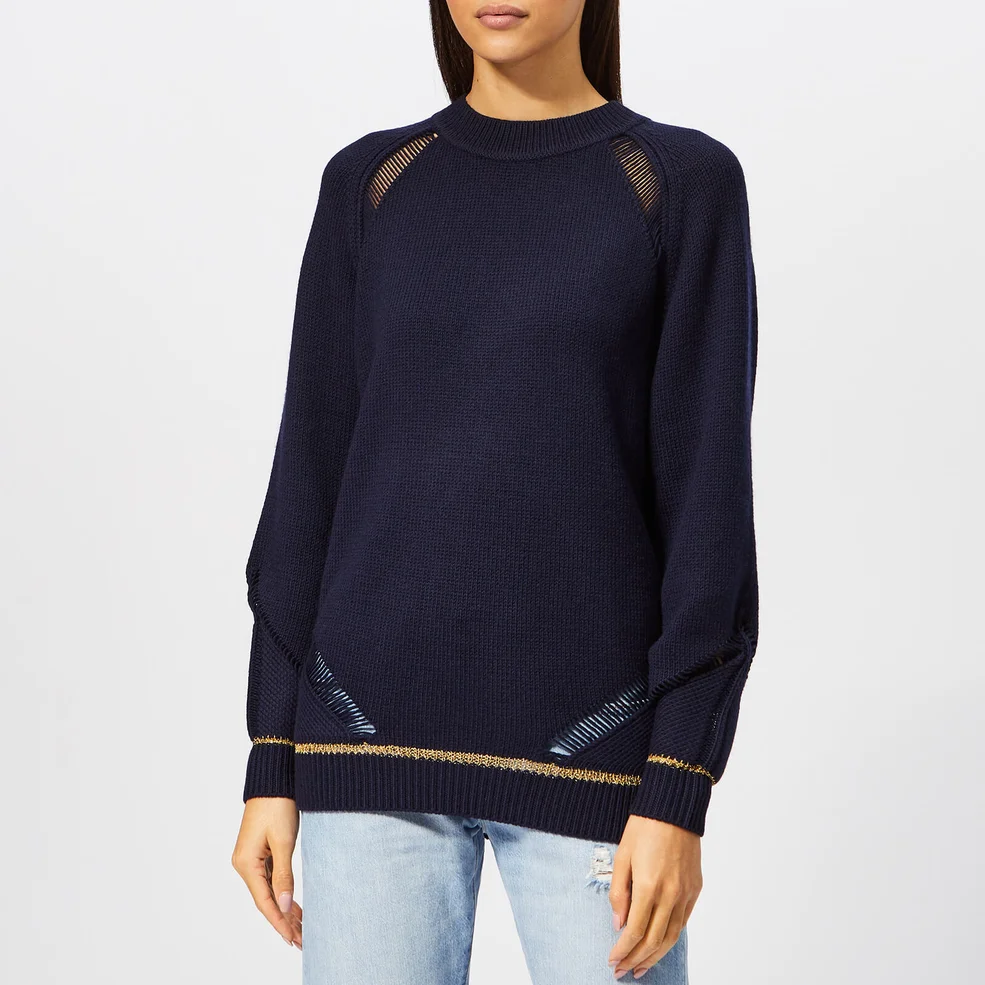 See By Chloé Women's Ladder Stitch Jumper - Eternity Blue Image 1