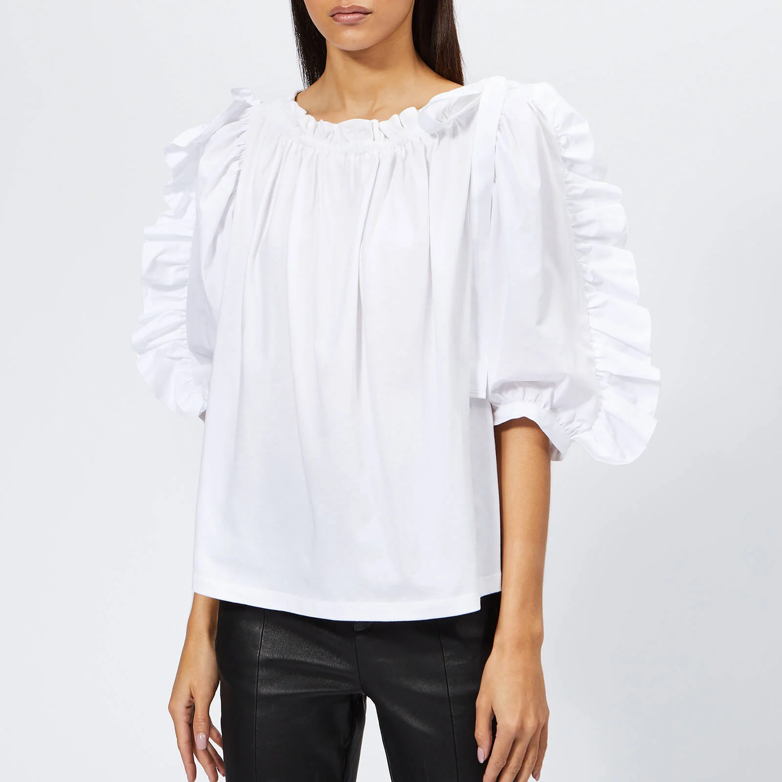 See By Chloé Women's Frill Sleeve Top - White Powder Image 1