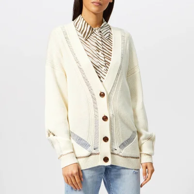 See By Chloé Women's Ladder Stitch Knit Cardigan - Crystal White