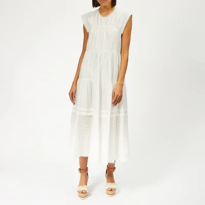 See By Chloé Women's Cotton Voile Dots Midi Dress - White