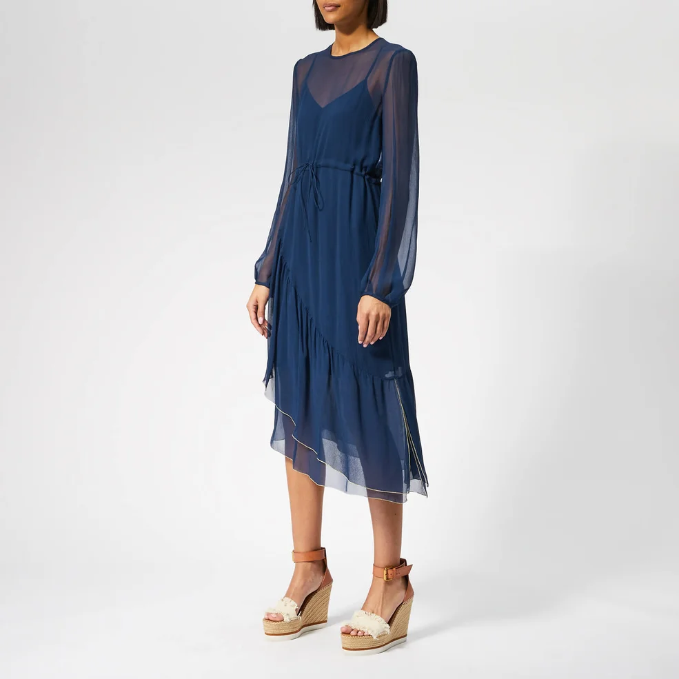 See By Chloé Women's Silk Midi Dress - Obscure Blue Image 1