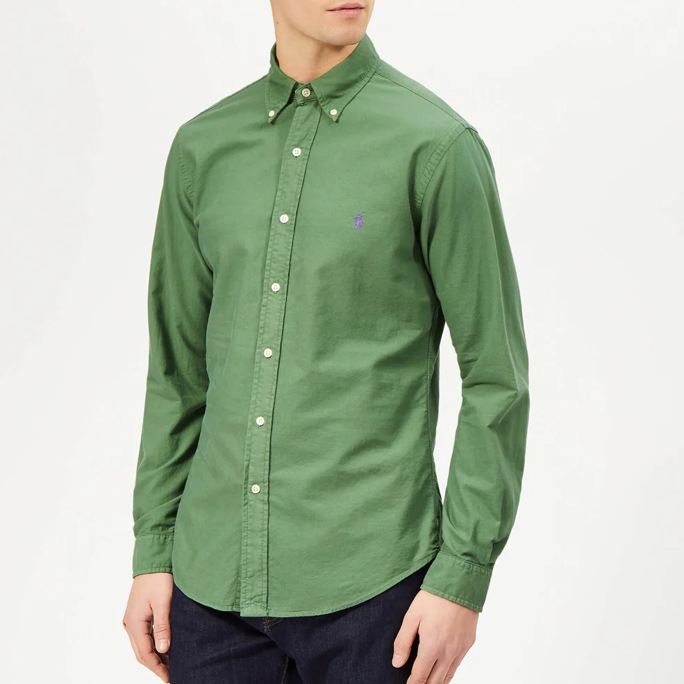 Polo Ralph Lauren Men's Garment Dyed Oxford Long Sleeve Shirt - Stuart Green Image 1