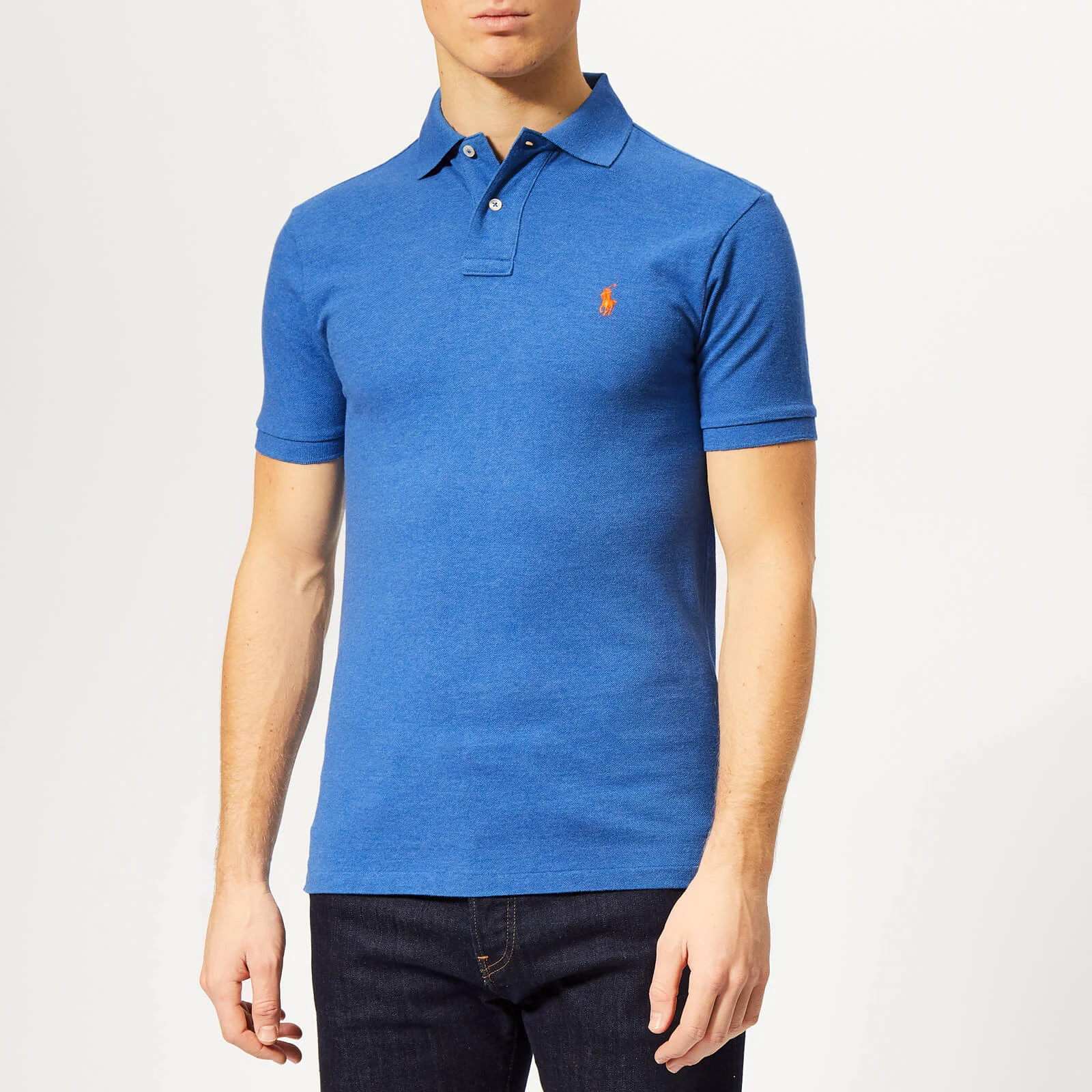 Polo Ralph Lauren Men's Slim Fit Mesh Polo Shirt - Dockside Blue Heather Image 1