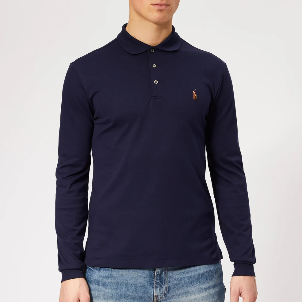 Polo Ralph Lauren Men's Pima Soft Touch Long Sleeve Polo Shirt - French Navy Image 1