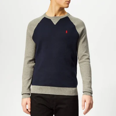 Polo Ralph Lauren Men's Raglan Sleeve Knitted Jumper - Navy/Grey Multi