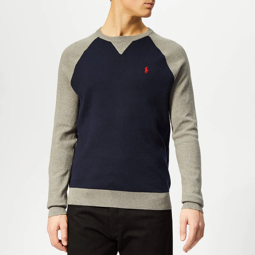 Polo Ralph Lauren Men's Raglan Sleeve Knitted Jumper - Navy/Grey Multi Image 1