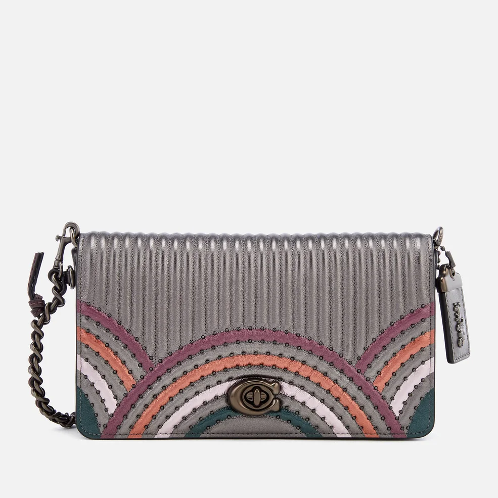 Coach Women's Dinky Bag with Colorblock Deco Quilting and Rivets - Metallic Graphite Multi Image 1