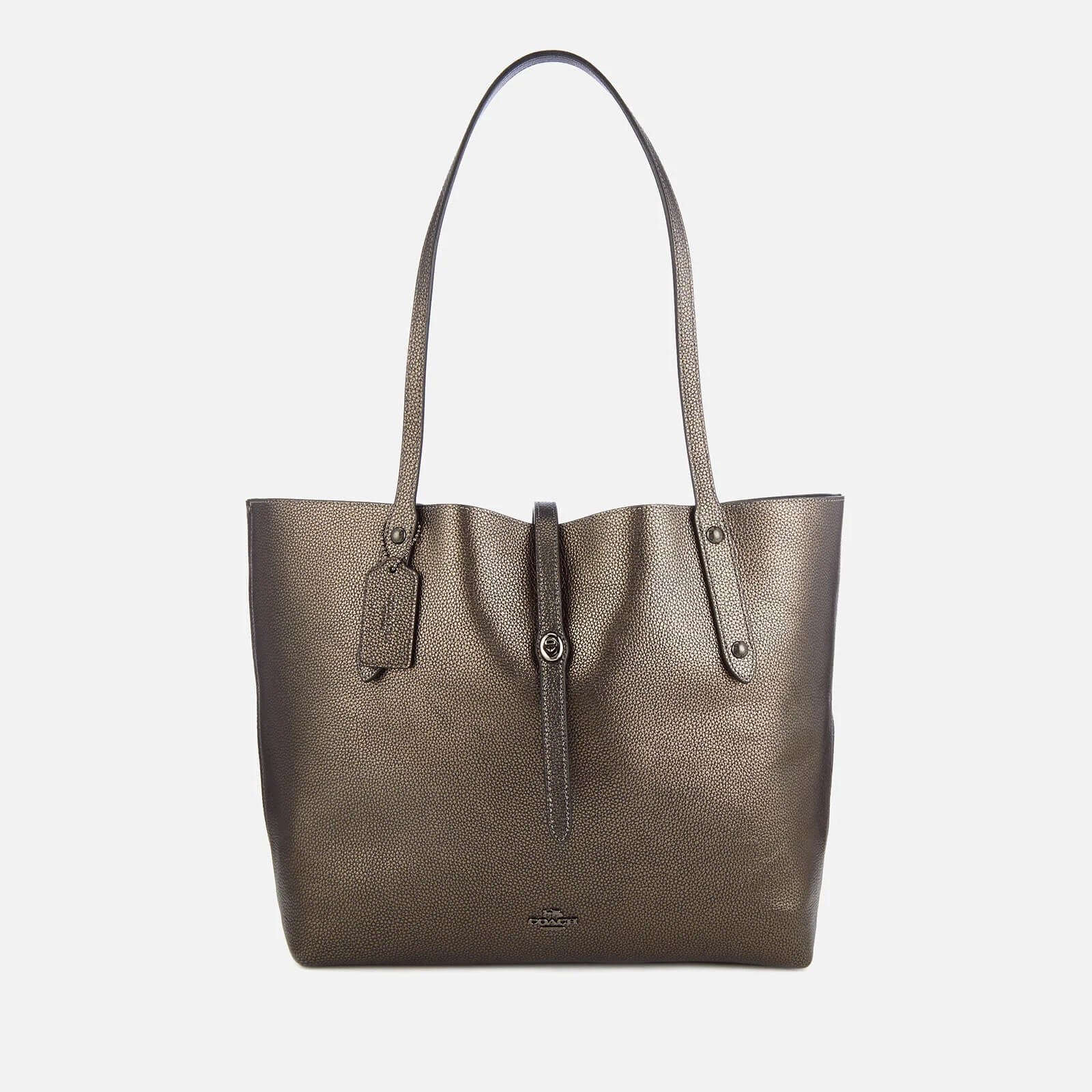 Coach Women's Metallic Leather Market Tote Bag - Metallic Graphite Image 1