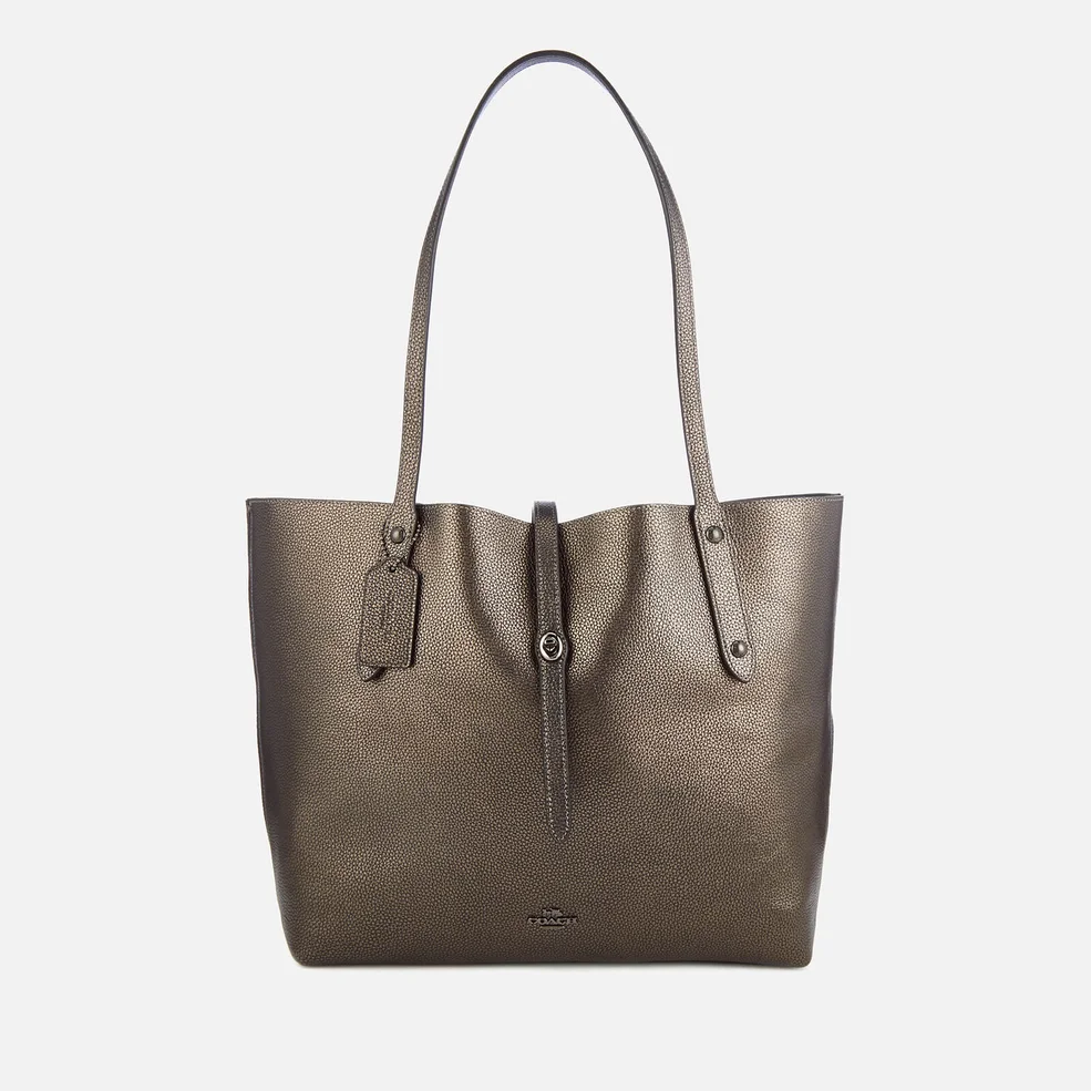 Coach Women's Metallic Leather Market Tote Bag - Metallic Graphite Image 1