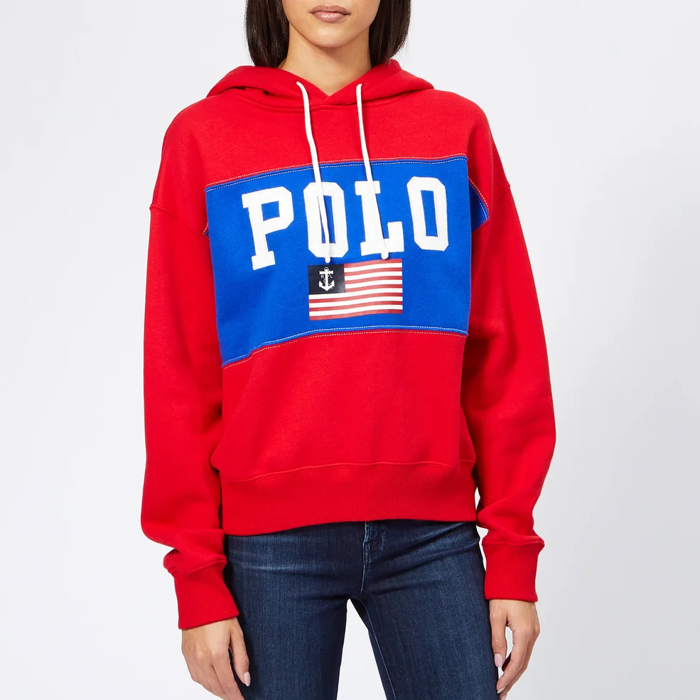 Polo Ralph Lauren Women's Pullover Polo Hoodie - Red Image 1