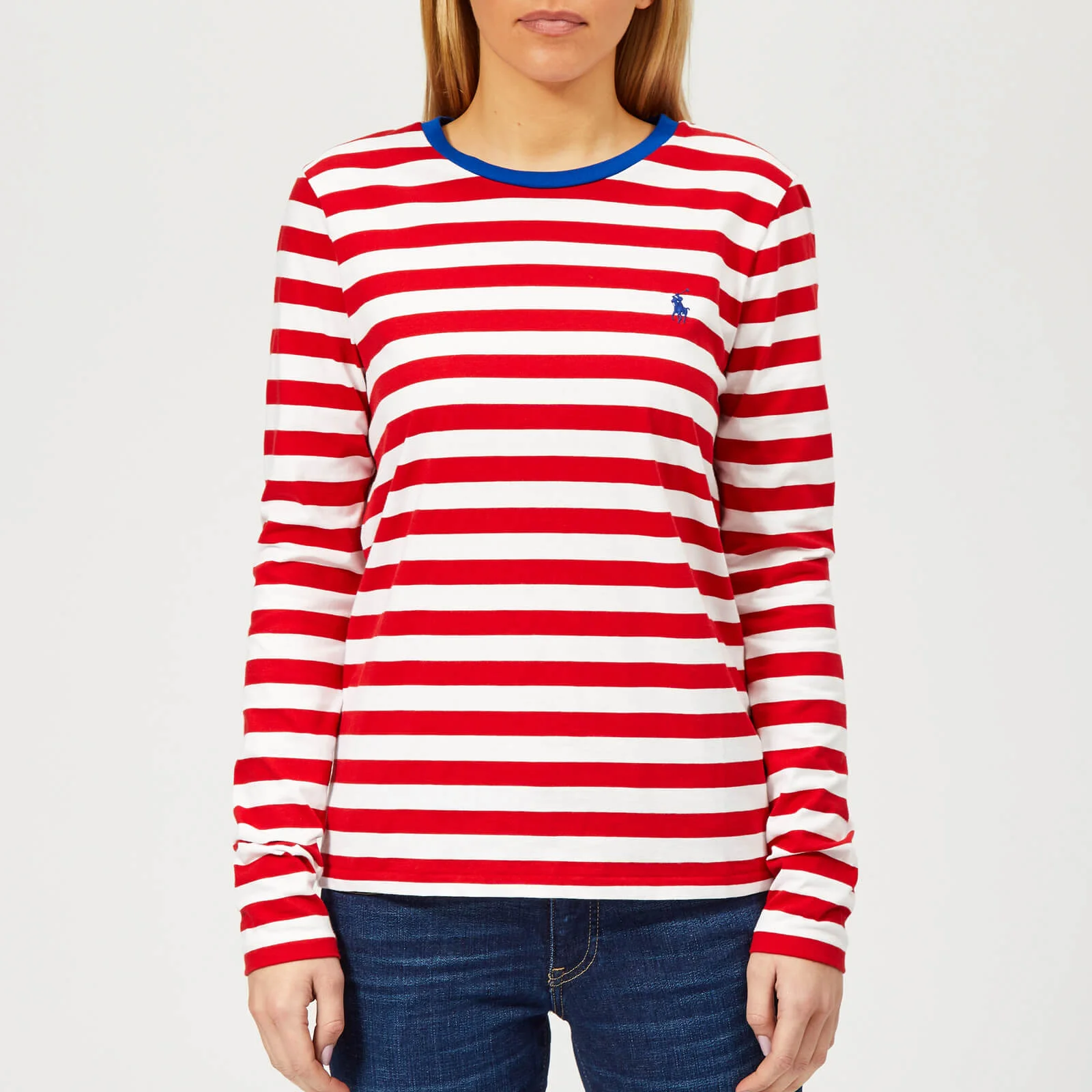 Polo Ralph Lauren Women's PP Long Sleeve Stripe Crew Neck T-Shirt - Red/White Image 1
