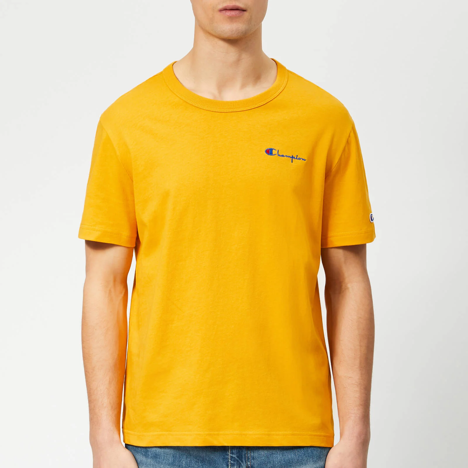 Champion Men's Small Script T-Shirt - Gold Image 1