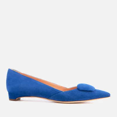 Rupert Sanderson Women's New Aga Suede Pointed Flats - Lapis