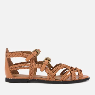 See By Chloé Women's Katie Braided Leather Flat Sandals - Sierra