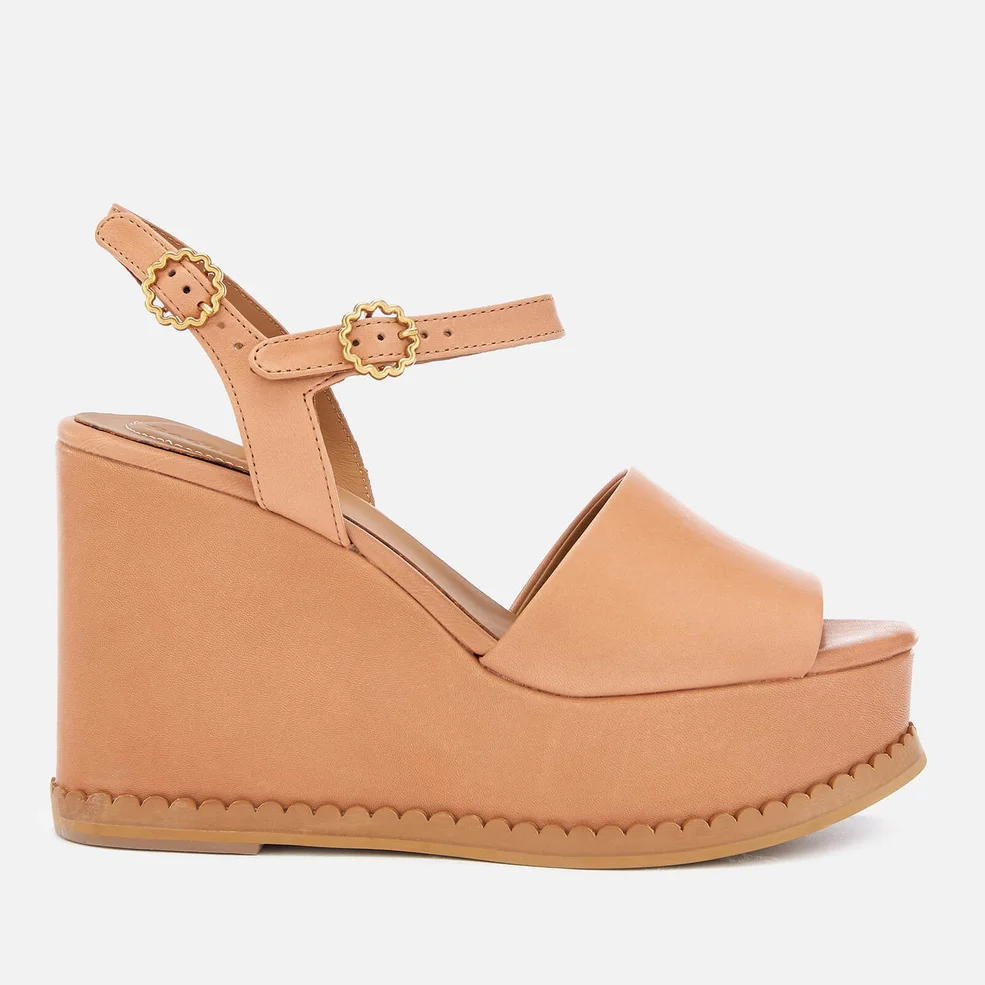See By Chloé Women's Carrie Leather Wedge Sandals - Sierra Image 1