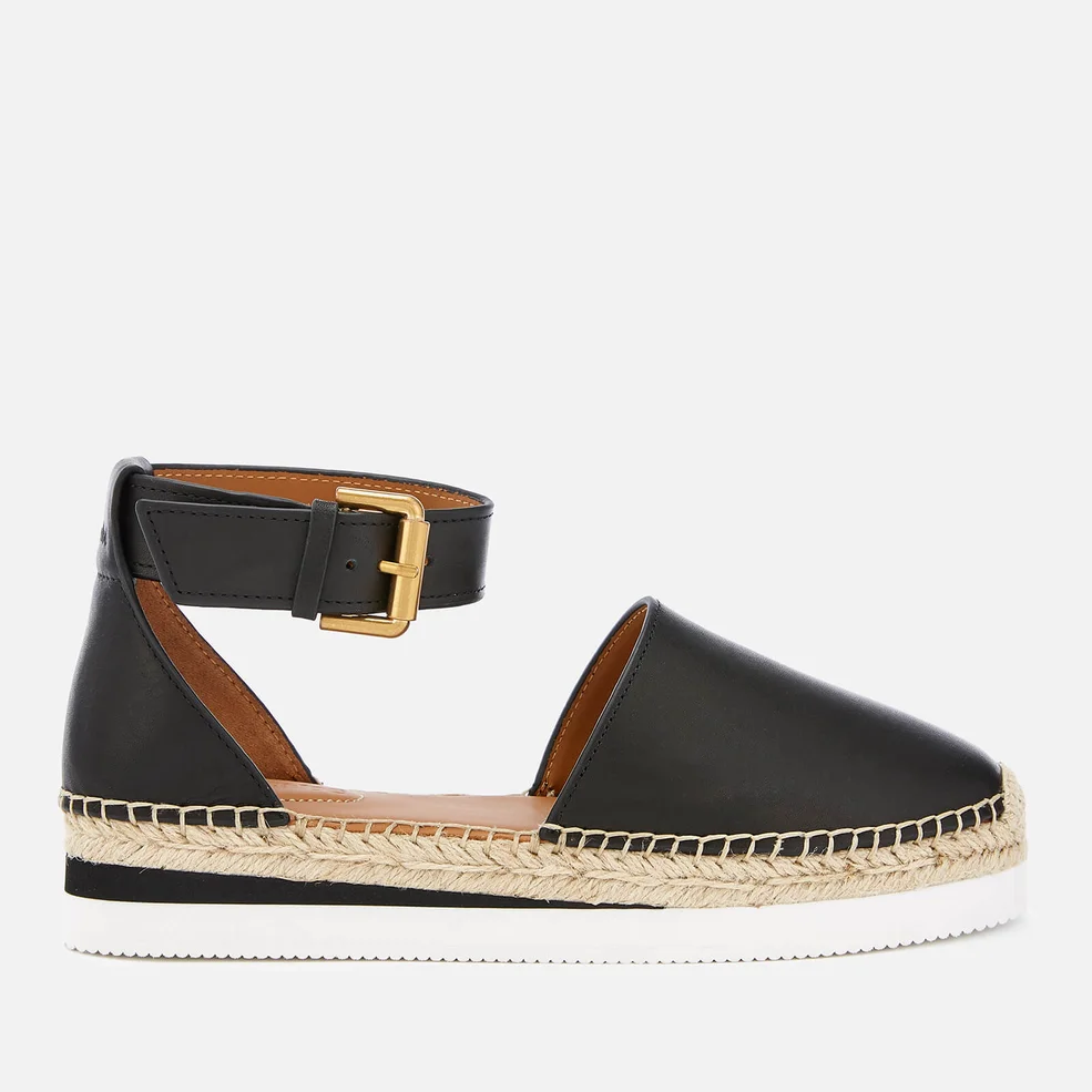 See By Chloé Women's Glyn Leather Espadrille Flat Sandals - Black Image 1