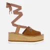 See By Chloé Women's Tie Up Espadrille Mid Wedge Sandals - Tan - Image 1