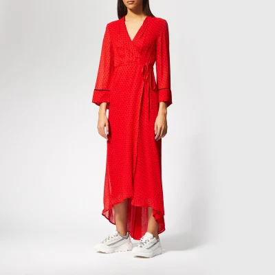 Ganni Women's Mullin Georgette Wrap Dress - Fiery Red