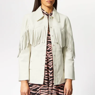 Ganni Women's Angela Leather Jacket - Egret