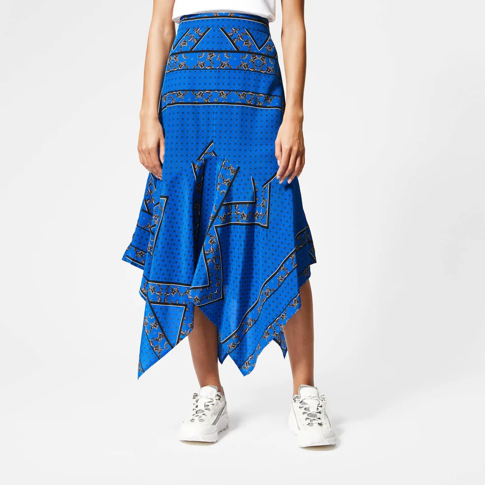 Ganni Women's Cloverdale Silk Skirt - Lapis Blue Image 1