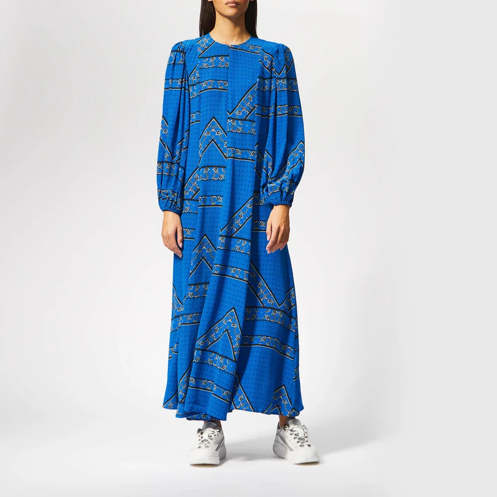 Ganni Women's Cloverdale Silk Dress - Lapis Blue Image 1