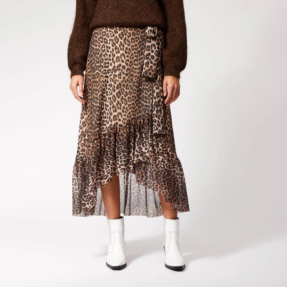 Ganni Women's Tilden Mesh Maxi Skirt - Leopard Image 1