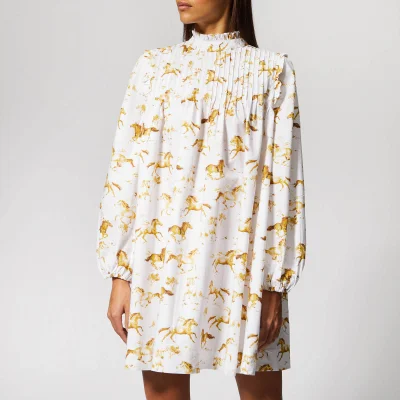 Ganni Women's Weston Print Dress - Bright White