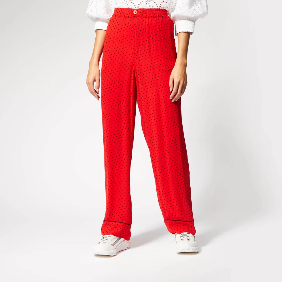 Ganni Women's Mullin Georgette Trousers - Fiery Red Image 1