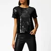 MICHAEL MICHAEL KORS Women's Crew Sequin Crop T-Shirt - Black - Image 1