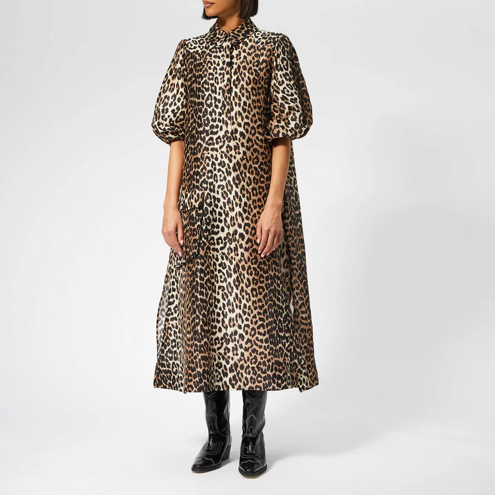 Ganni Women's Cedar Dress - Leopard Image 1