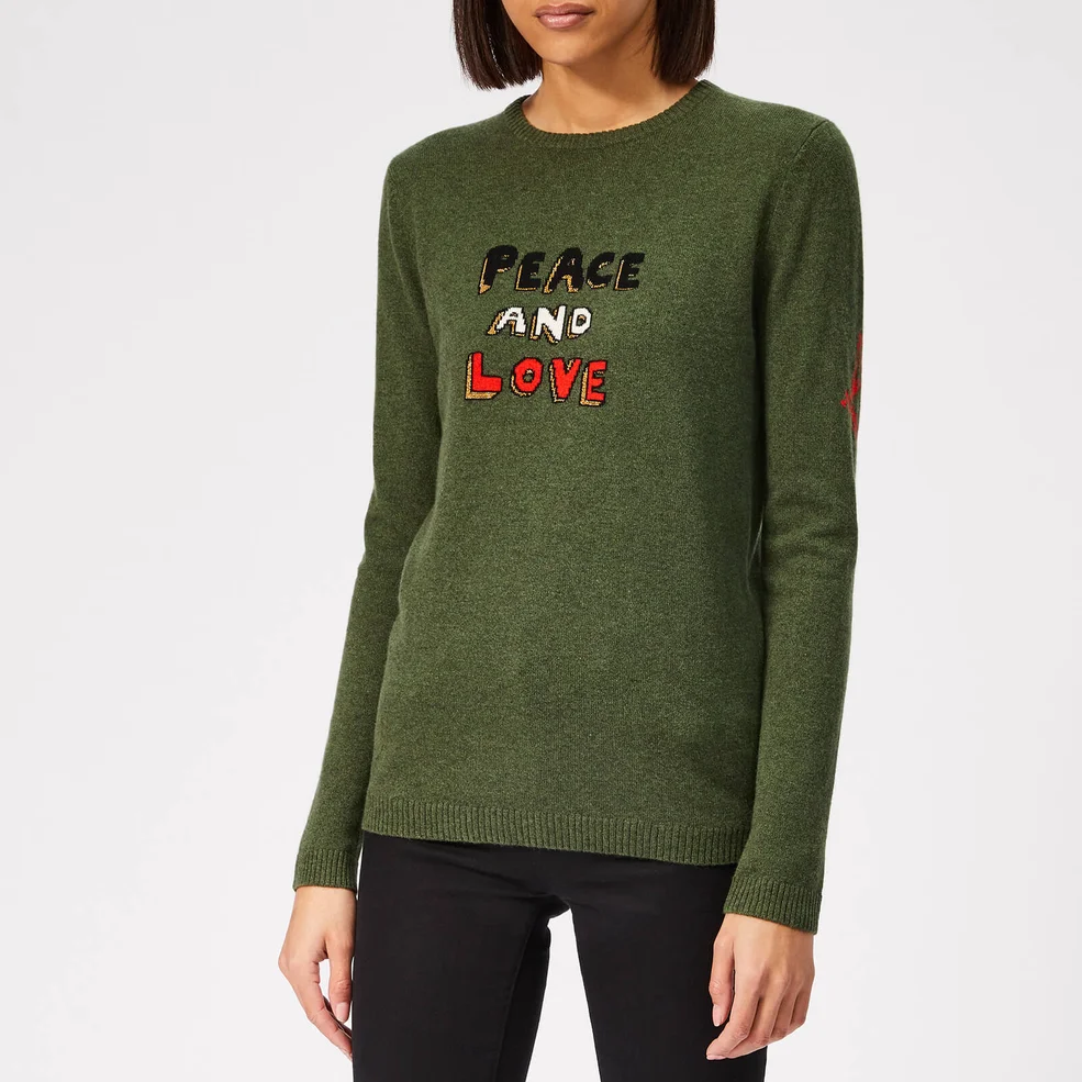 Bella Freud Women's Peace and Love Cashmere Jumper - Khaki Image 1