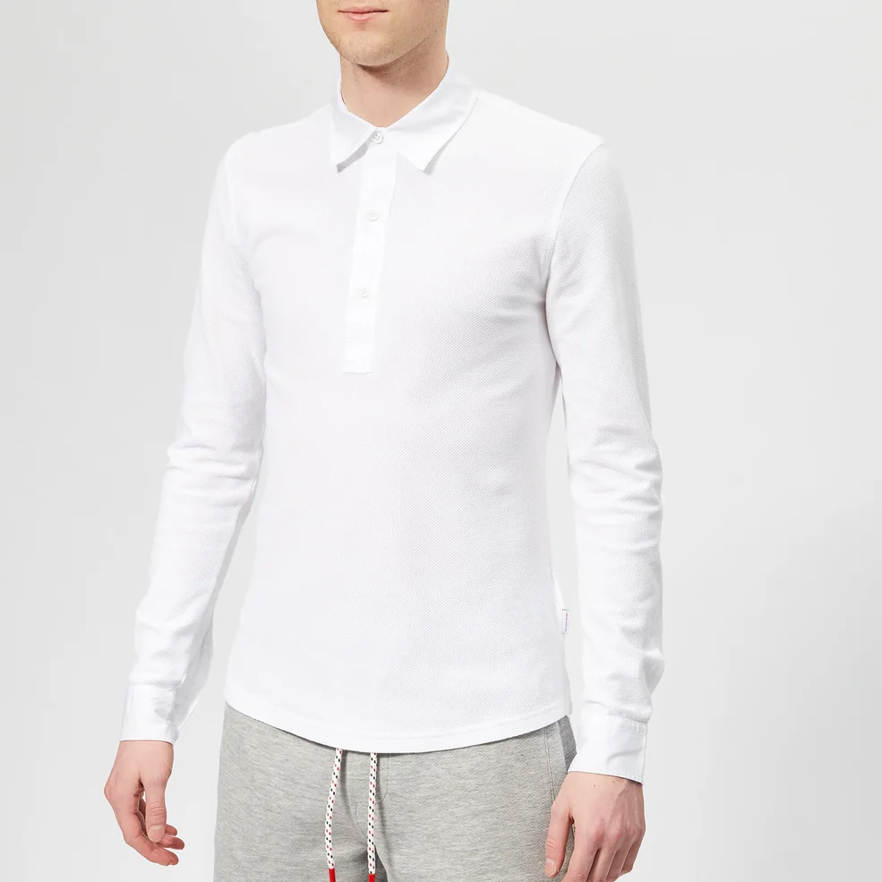Orlebar Brown Men's Sebastian Long Sleeve Pique Polo Shirt - White Image 1