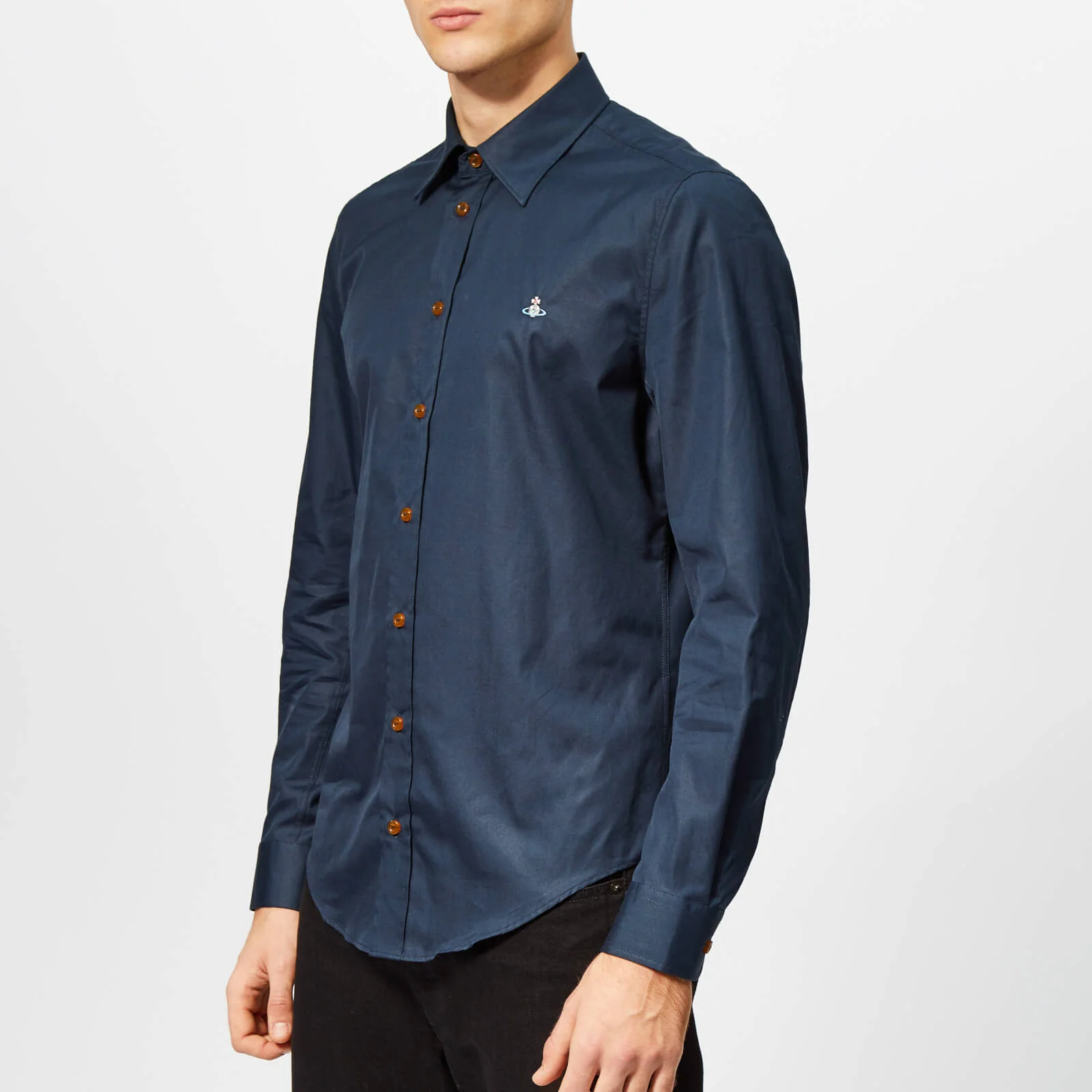 Vivienne Westwood Men's Firm Poplin Classic Extra Slim Long Sleeve Shirt - Navy Image 1