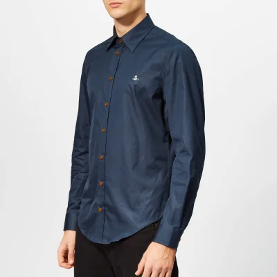 Vivienne Westwood Men's Firm Poplin Classic Extra Slim Long Sleeve Shirt - Navy