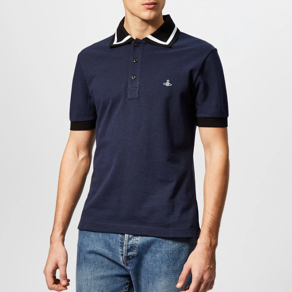 Vivienne Westwood Men's Pique Polo Shirt - Navy Blue Image 1