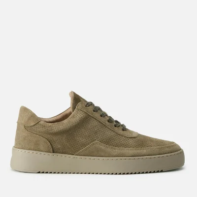 Filling Pieces Men's Suede Perforated Low Mondo Ripple Trainers - Army Green