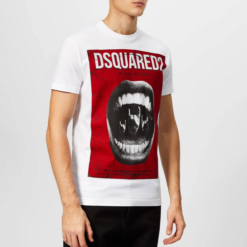Dsquared2 Men's Mouth Print T-Shirt - White Image 1